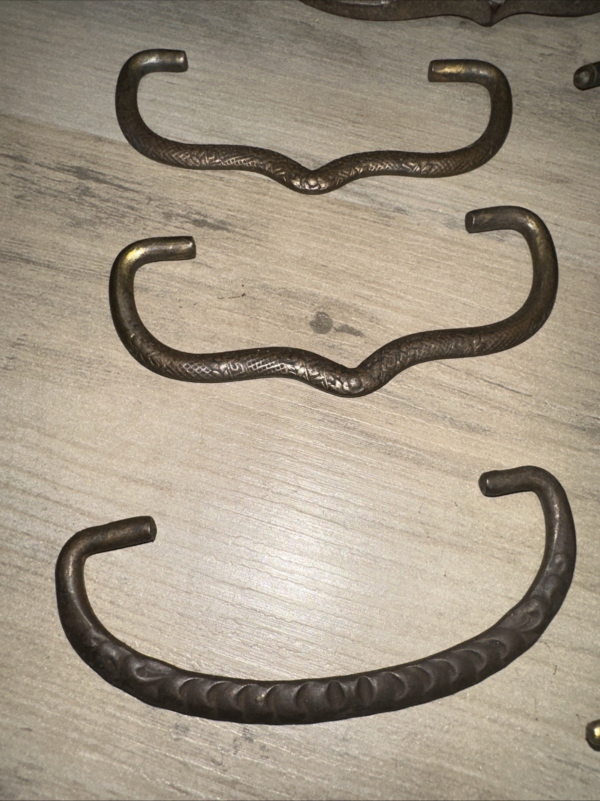 11 Old Drawer Pull Handles Nice Variety, Brass & Steel Vintage