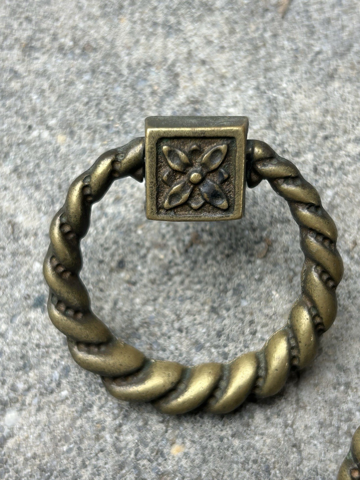 Antique brass drop bail drawer pulls