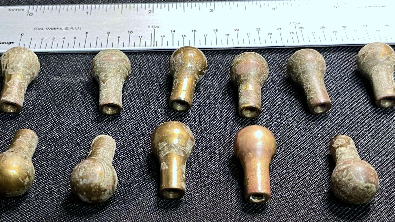 Lot of 32 Assorted Vintage and Antique Brass Drawer Pulls with Original Patina