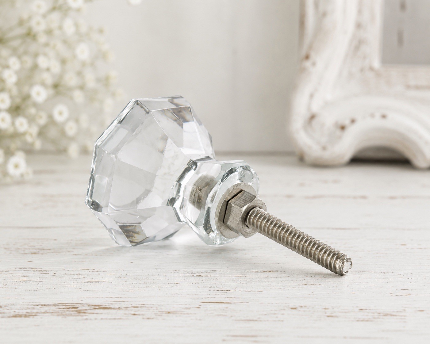 Faceted Octagon Glass Knob Depression Glass Drawer Cabinet Knobs 1.13”