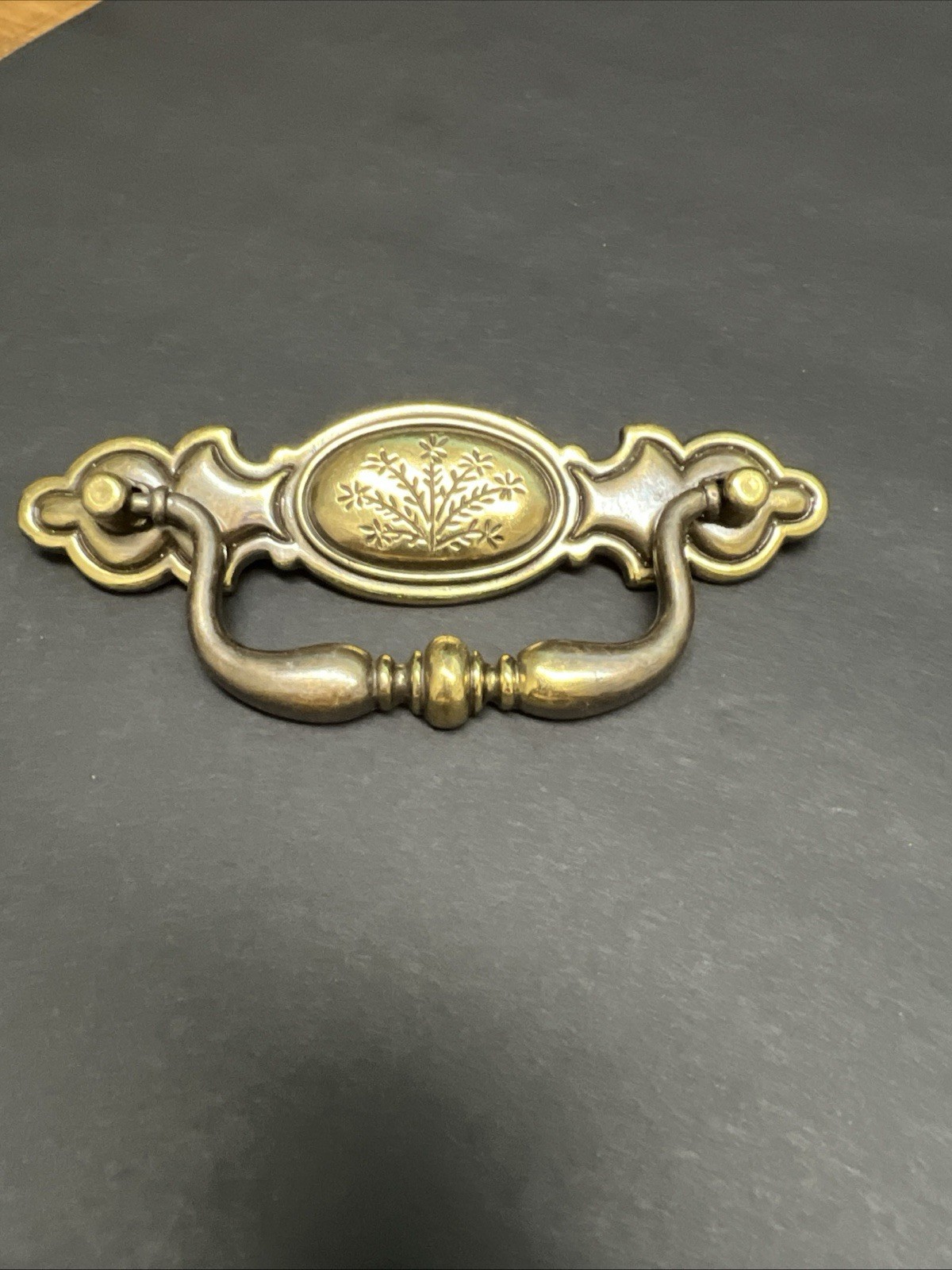 Lot (6) Vintage Bail Pull Features An Ornate Oval Backplate With Floral Design