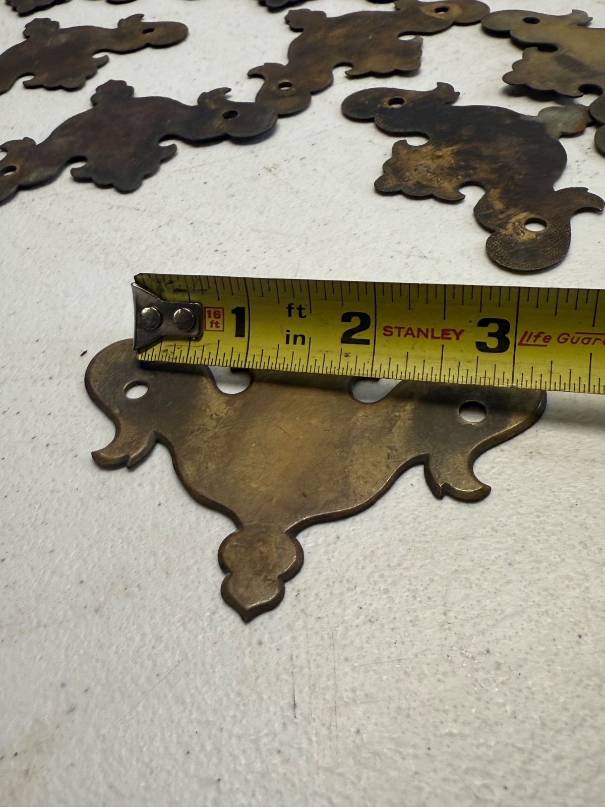 Antique Chippendale Brass batwing set of 12 old surface hardware restoration