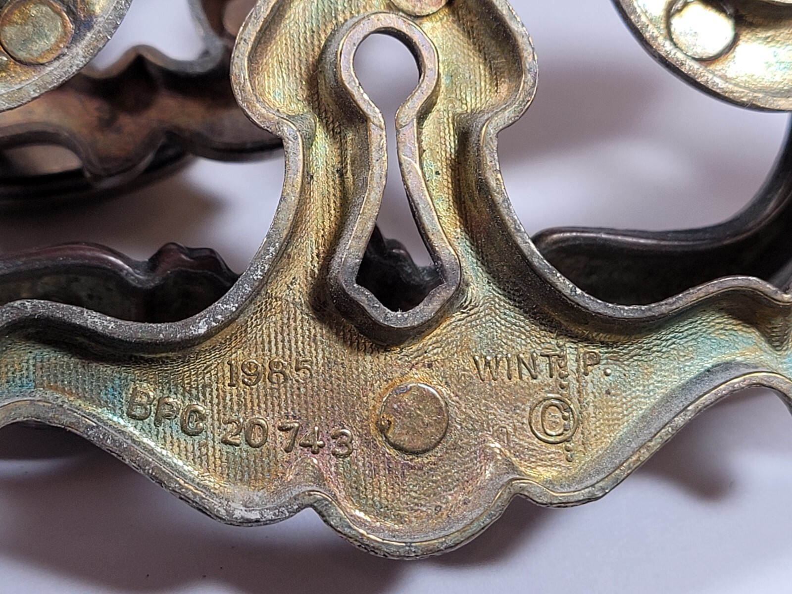 Vintage Batwing Chippendale Metal Drop Bail Pull Drawer 1985 WINT P BPC 20743