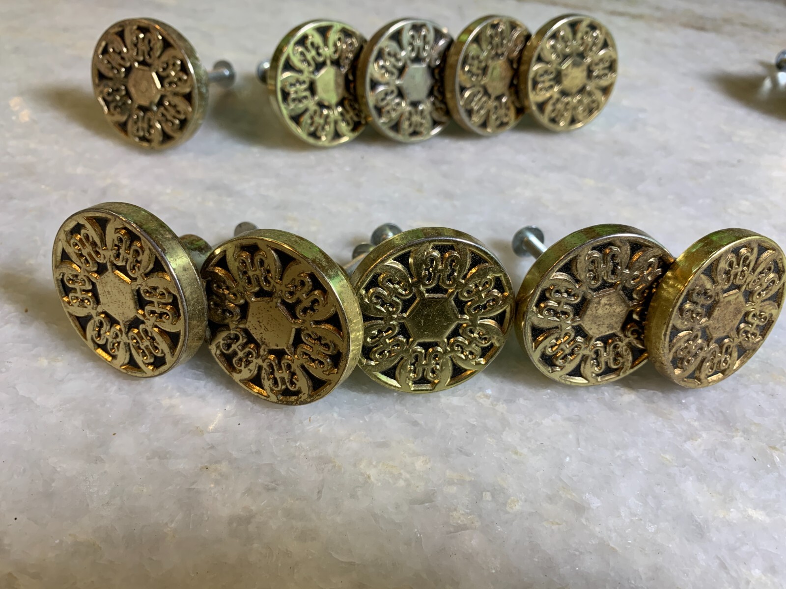Vintage Mid Century 1960s 60s 1970s 70s Gold Enamel Drawer Knob Pull Knobs Pulls