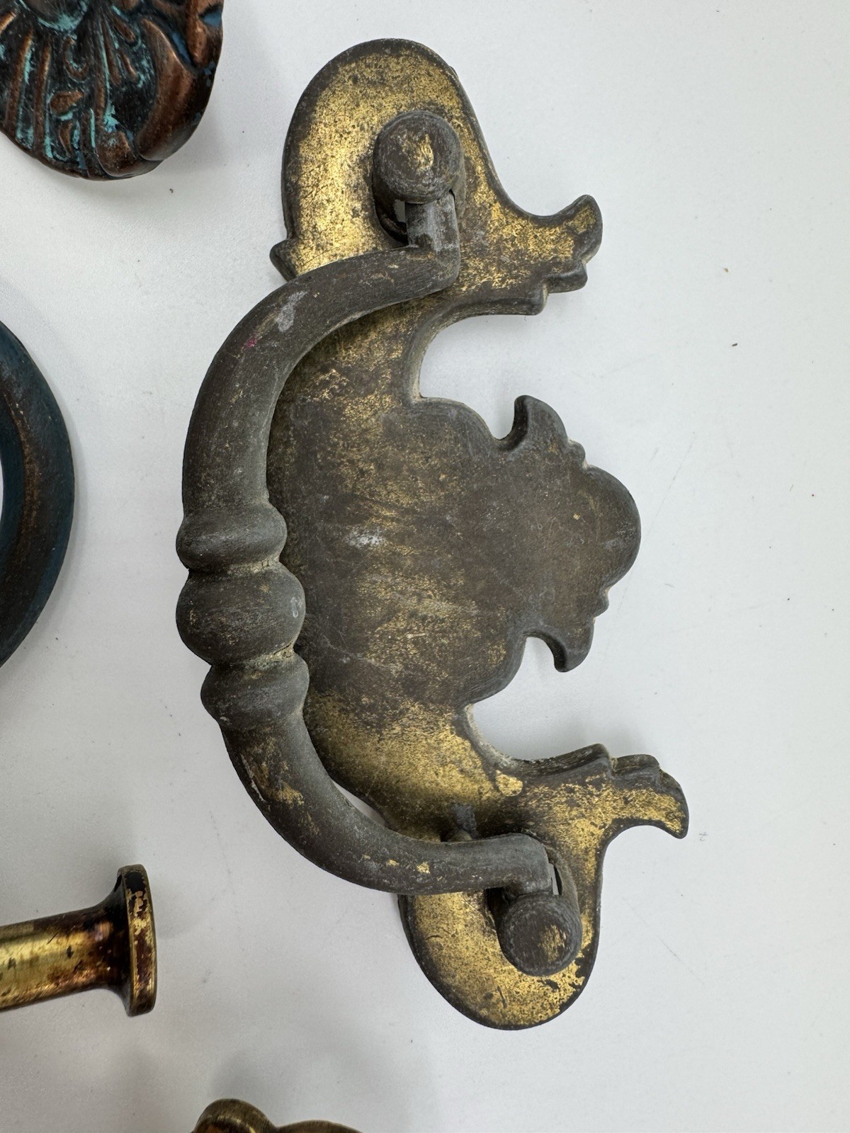 Vintage Brass Drawer Pulls Knobs Lot Ornate Hardware Mixed Antique Style 20 Lot