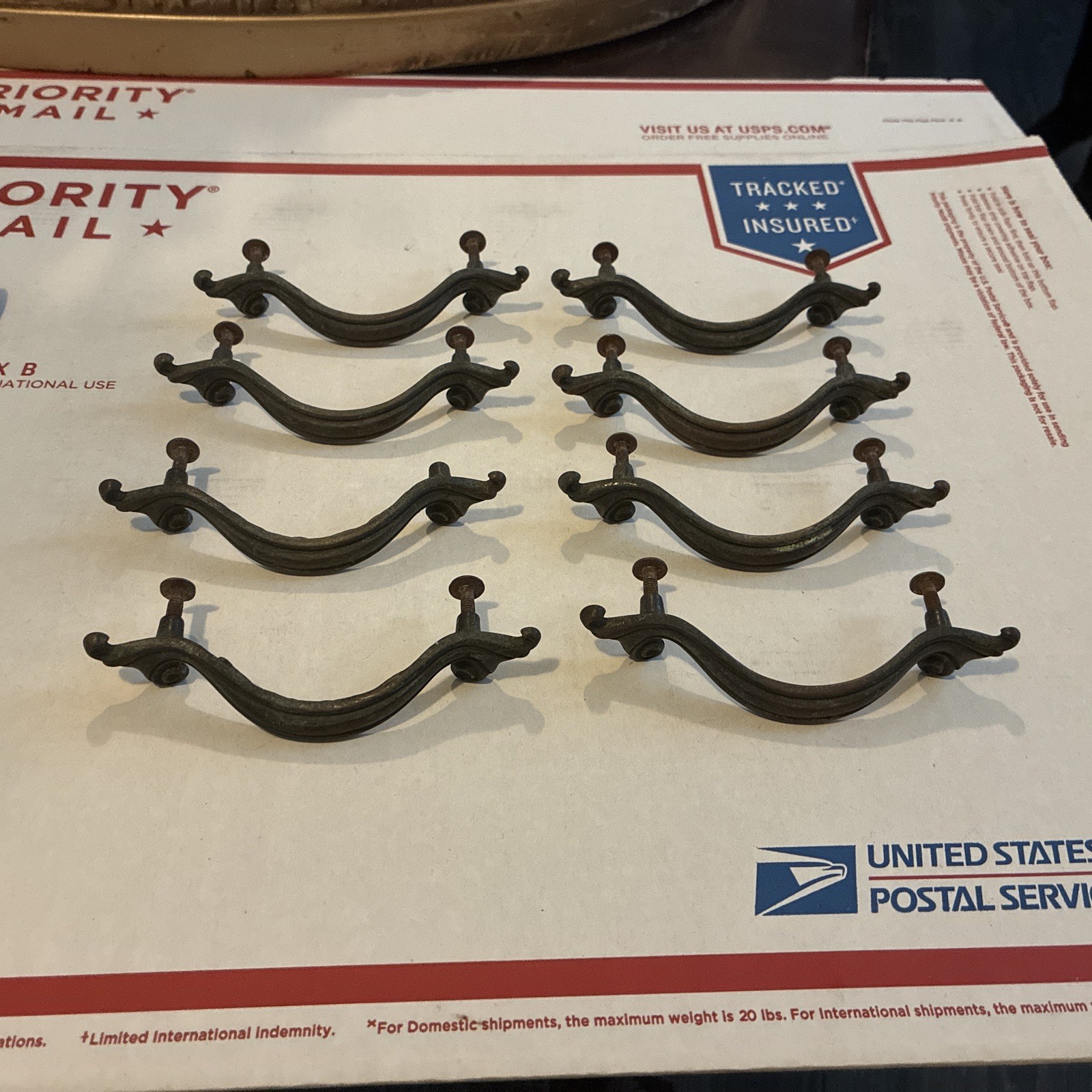 8pcs Vintage Drawer Pull French Provincial XL Acanthus Leaf Style Brass