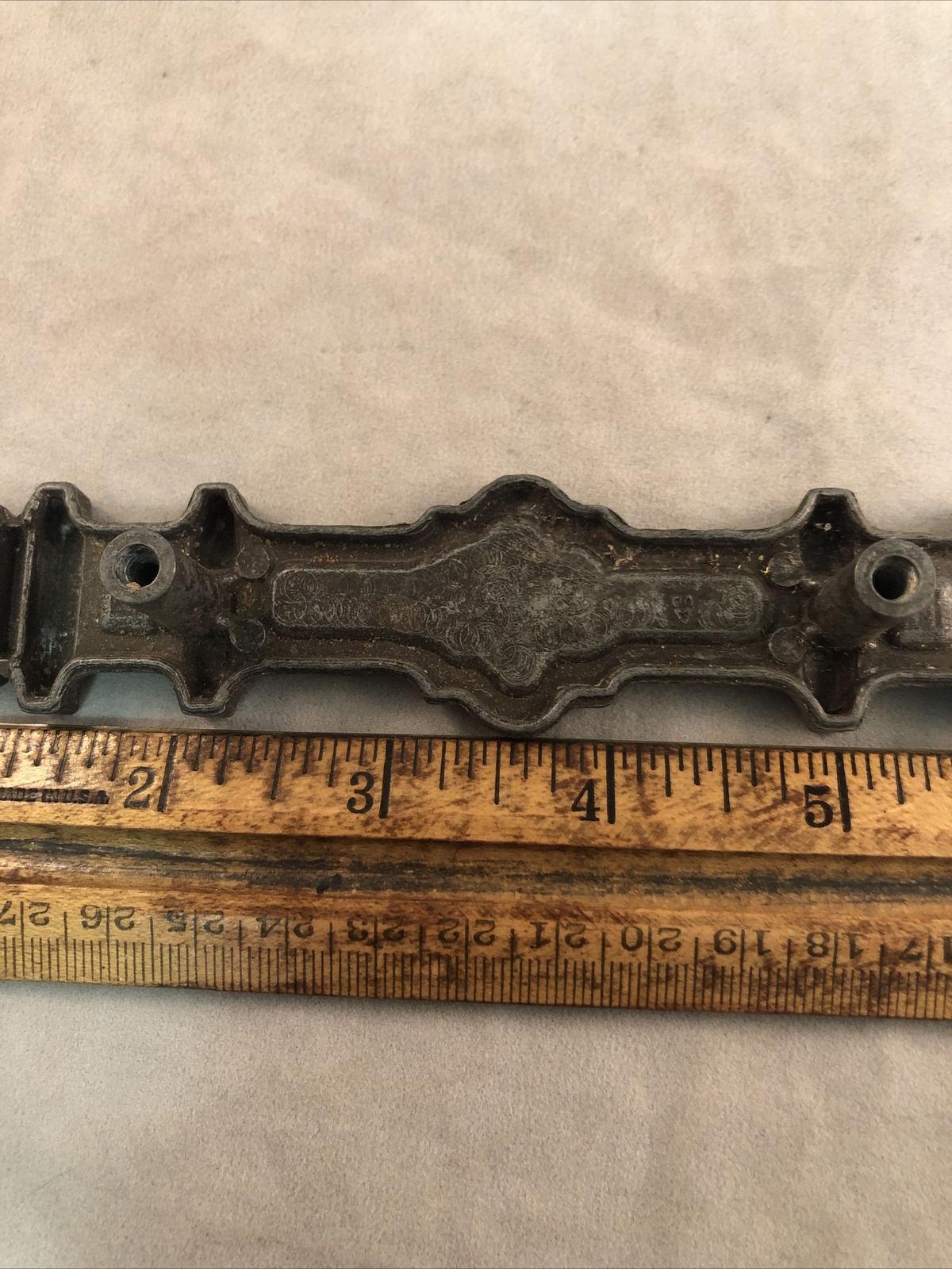 1 Vintage 6 3/4” Gothic Metal Dresser Cabinet Drawer Pull Handle Back Plate 9588