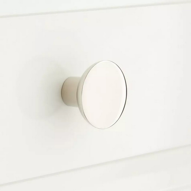 SIGNATURE HARDWARE 1-1/4″ GORDES SOLID BRASS ROUND CABINET KNOB-POLISHED NICKEL