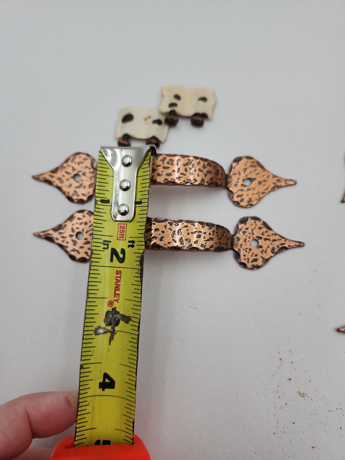 NEW NOS 21 Vintage 3.5 in. center hammered Copper Ajax drawer pulls drawer