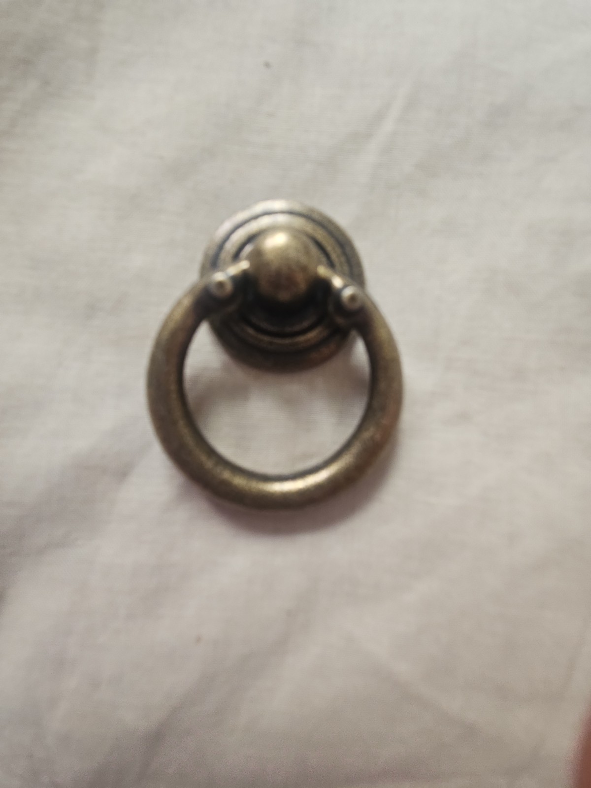 6 Antique Brass Drawer Pulls With Rings. 1 Inch Back Plate