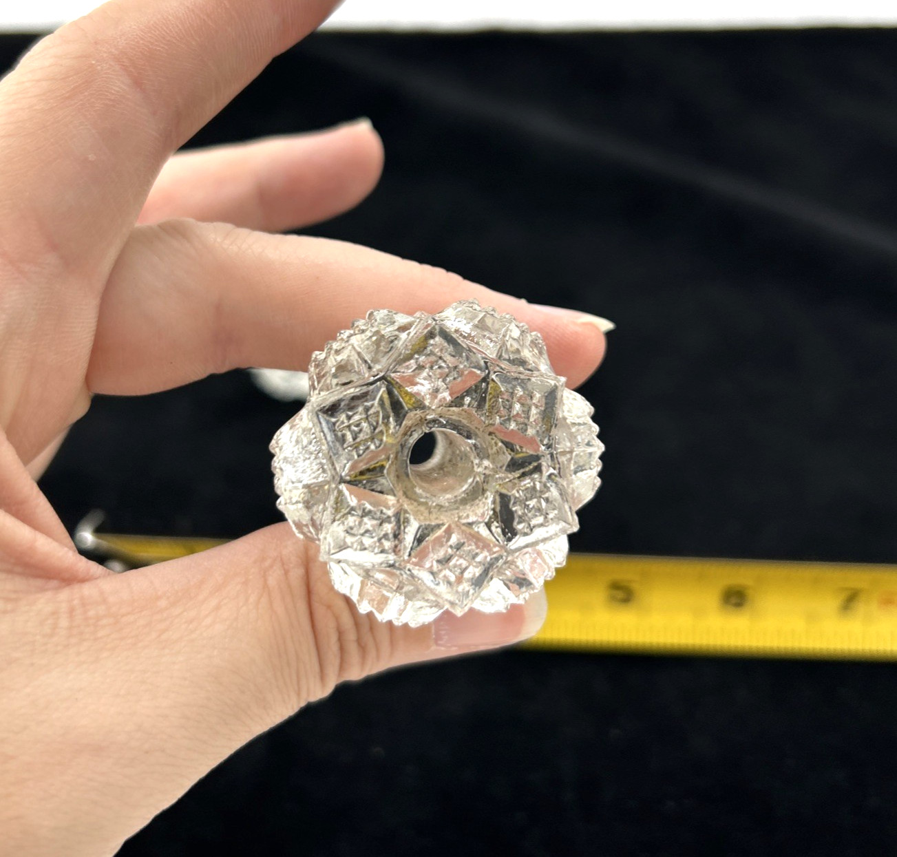 6 Vintage Clear Glass Drawer Cabinet Knob Flower Design Furniture Hardware Pull