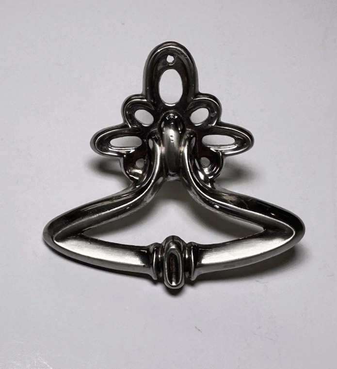 Amerock Drop Bail Knocker Drawer Handles Pull Brushed Silver Tone Metal VTG