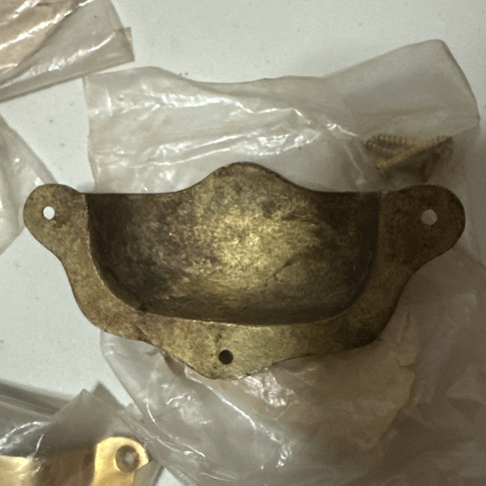 VTG 4- Hvy Brass Drawer Hardware Cup/Bin Pull 4” With Screws From India (A-1)