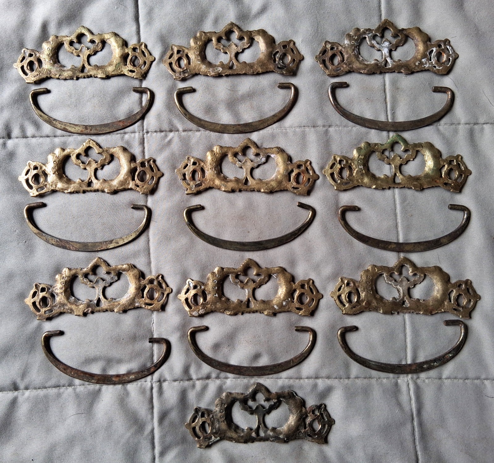 Antique Vintage Repro Dresser Pulls Handles Brass Finish Ornate