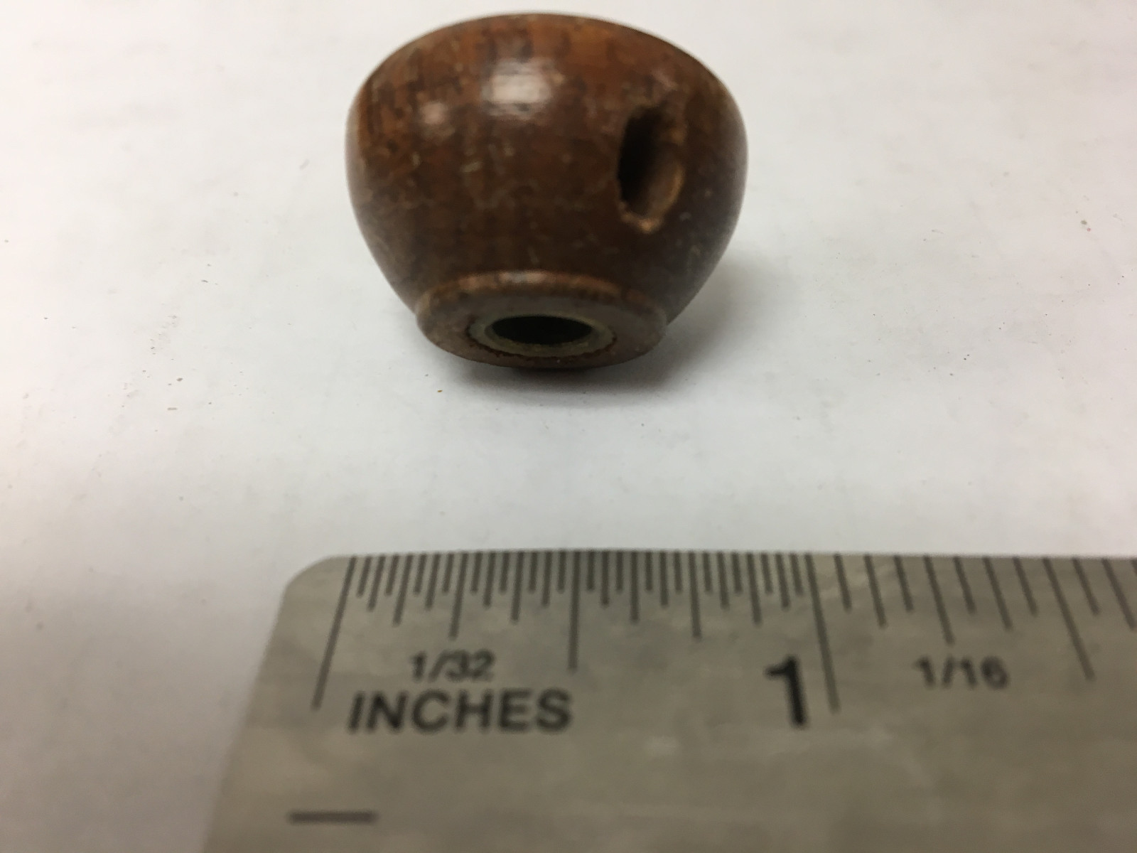 Vintage Small Rounded Ornate Dark Brown Wooden Knob