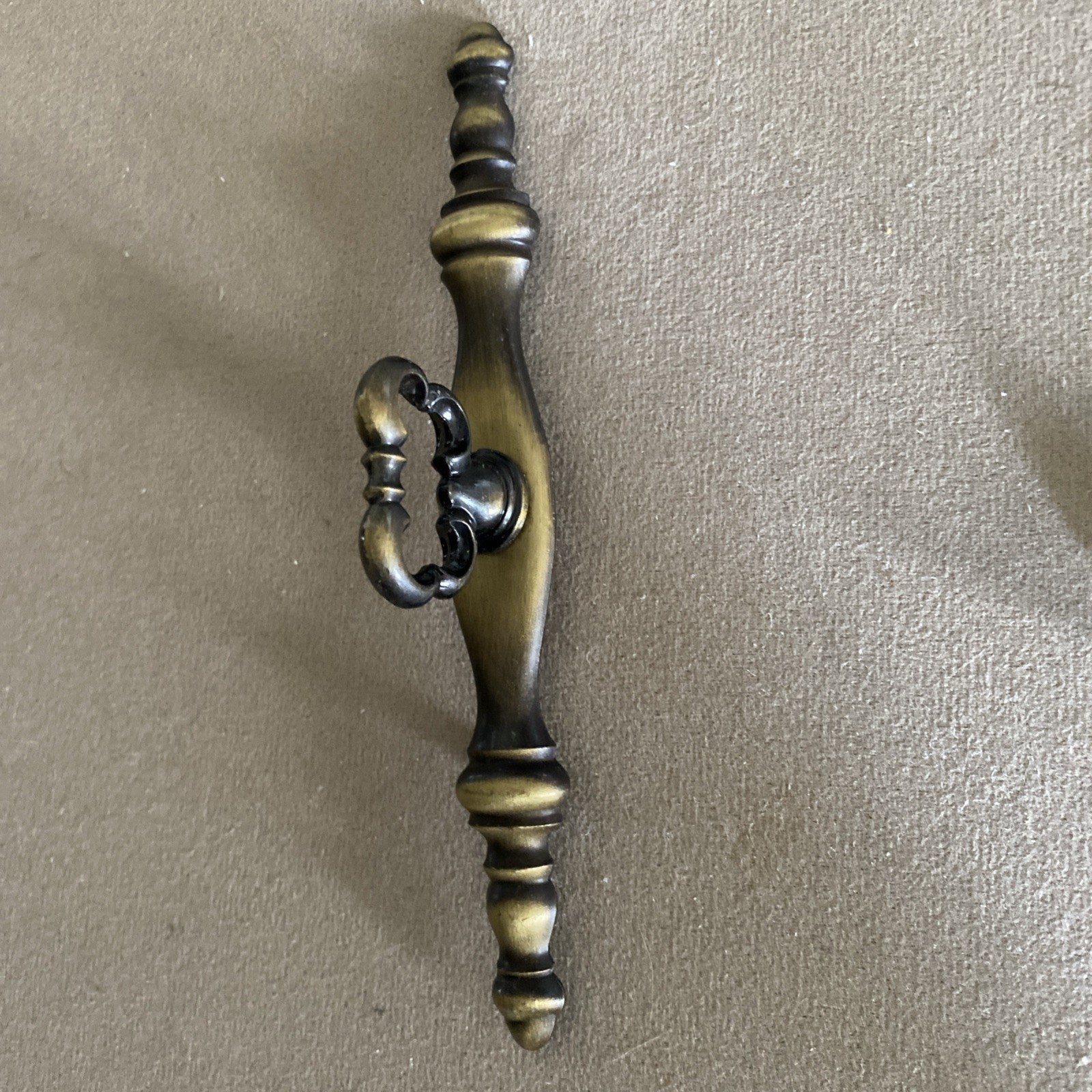 Large Vintage Brass Finger Pull w/ Back Plate 5 1/2” long