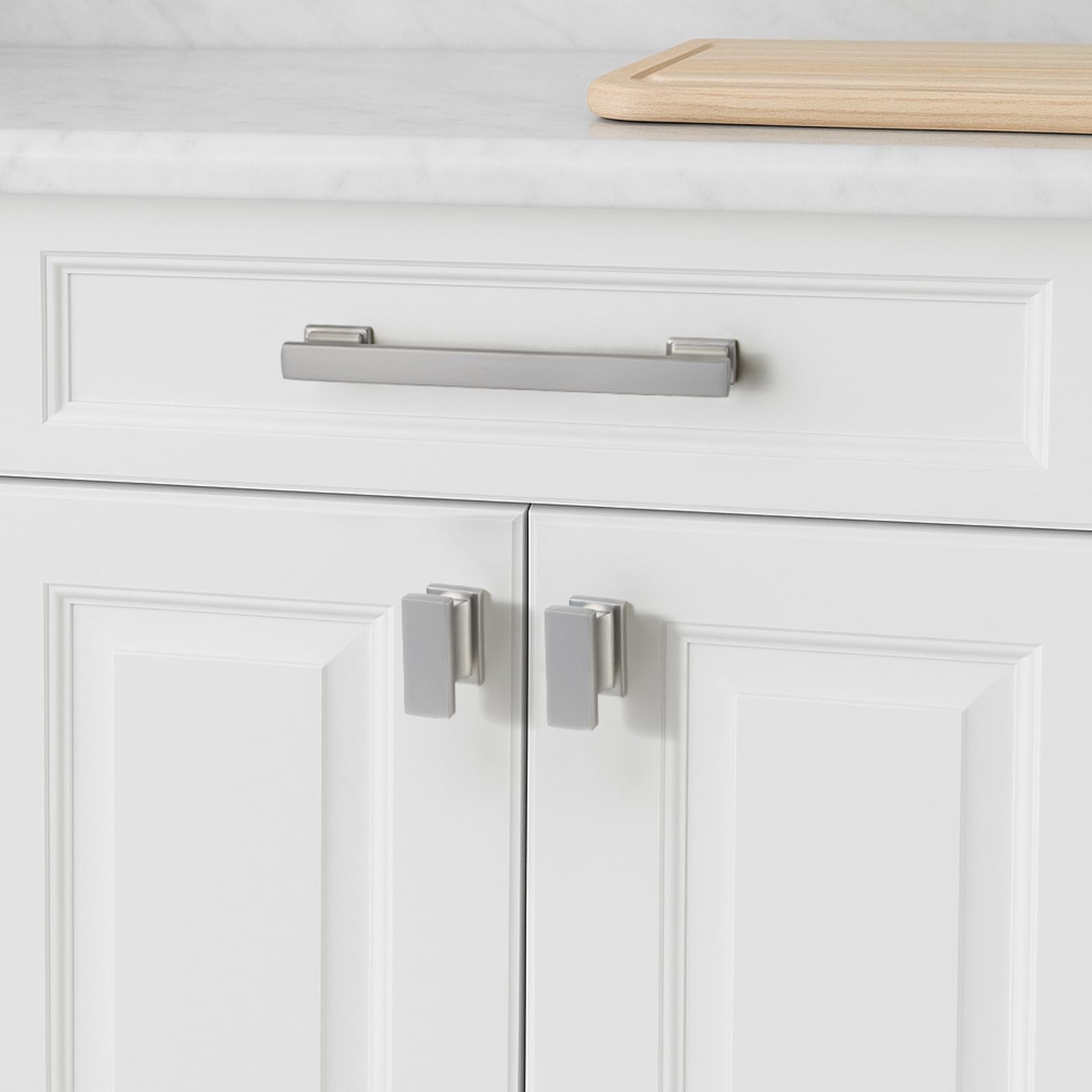 Matt Brushed Nickel Cabinet Knobs,10 Pack 1.49Inch(38mm) Single Hole Rectangl…