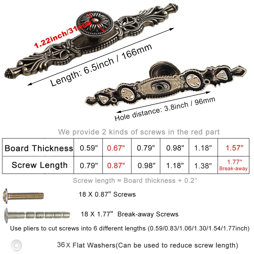 Antique Bronze Cabinet Pulls 6.5″ Zinc Alloy Handles Vintage Cabinet Hardware