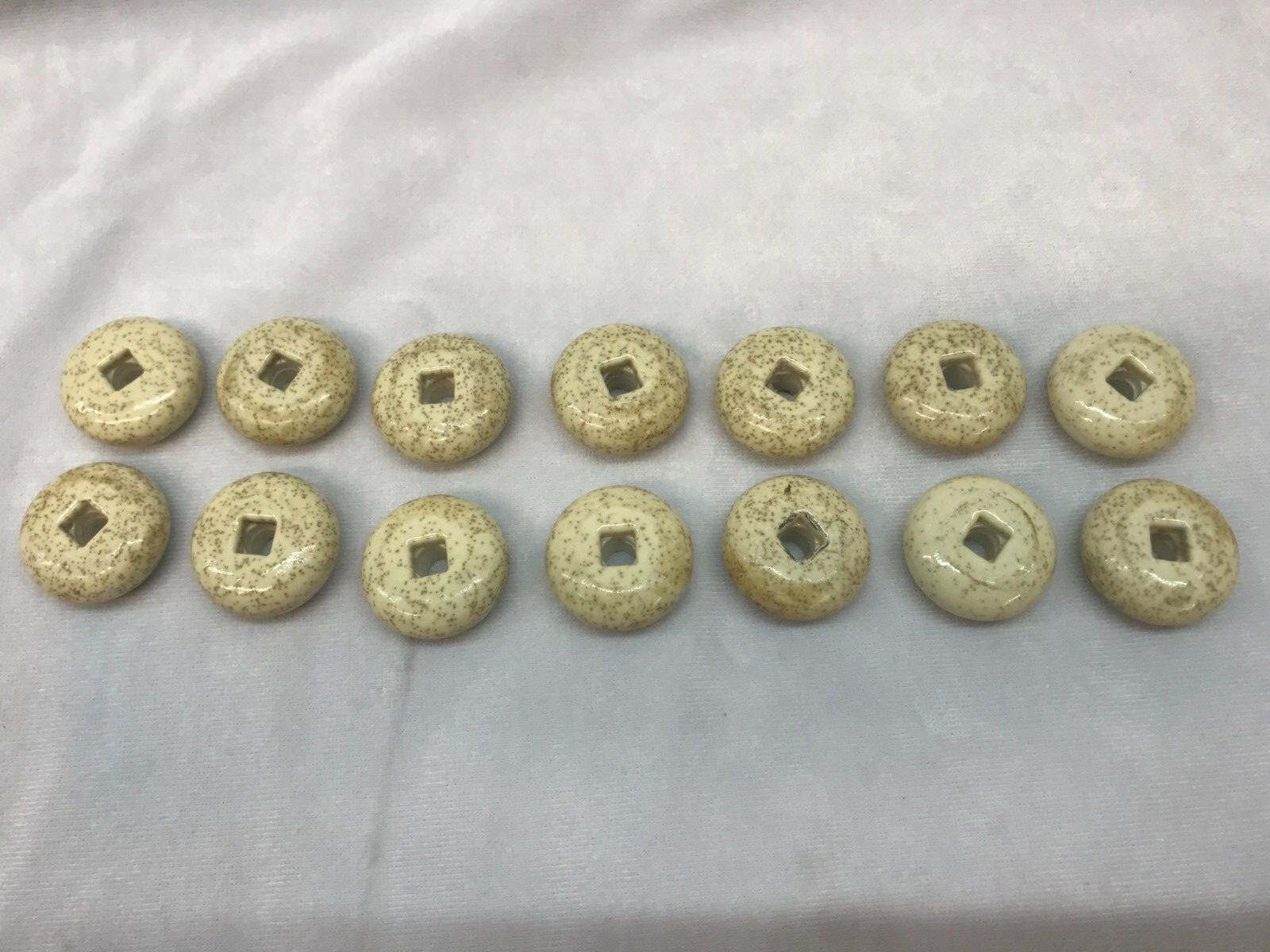 14 Vintage 1 in Ivory Shift Door Drawer Knob Bead Ball spacer
