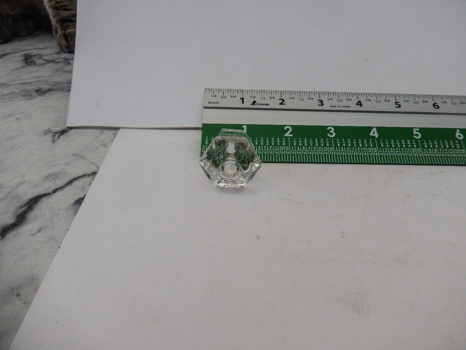 Antique Vintage Six Sided Clear Glass Knobs Cabinet Drawer Pulls 1920s Style (1)