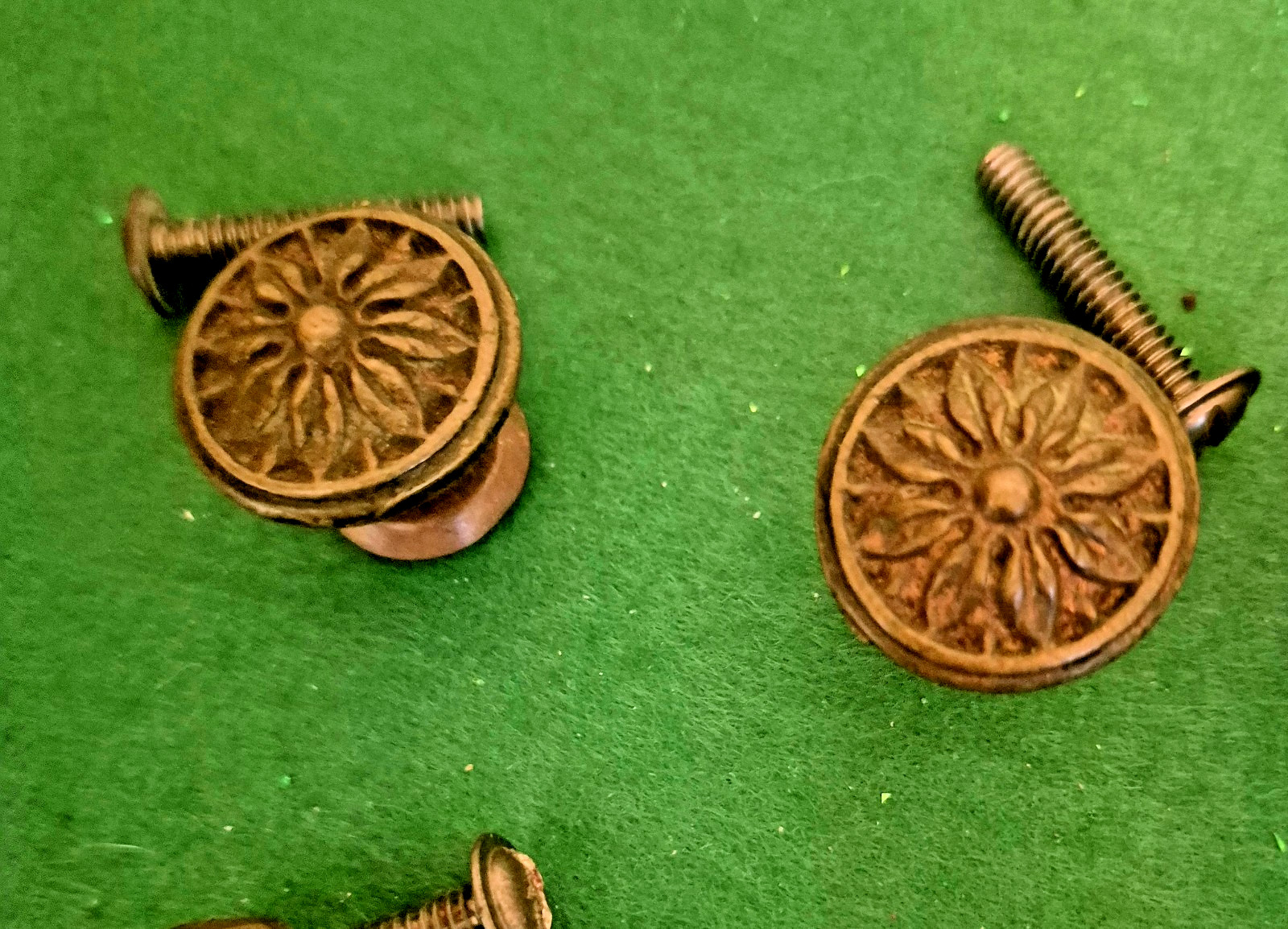 Antique Ribbon And Bow Ornate Bronze Brass Drawer Pull Rings 12 Set Art Nouveau!