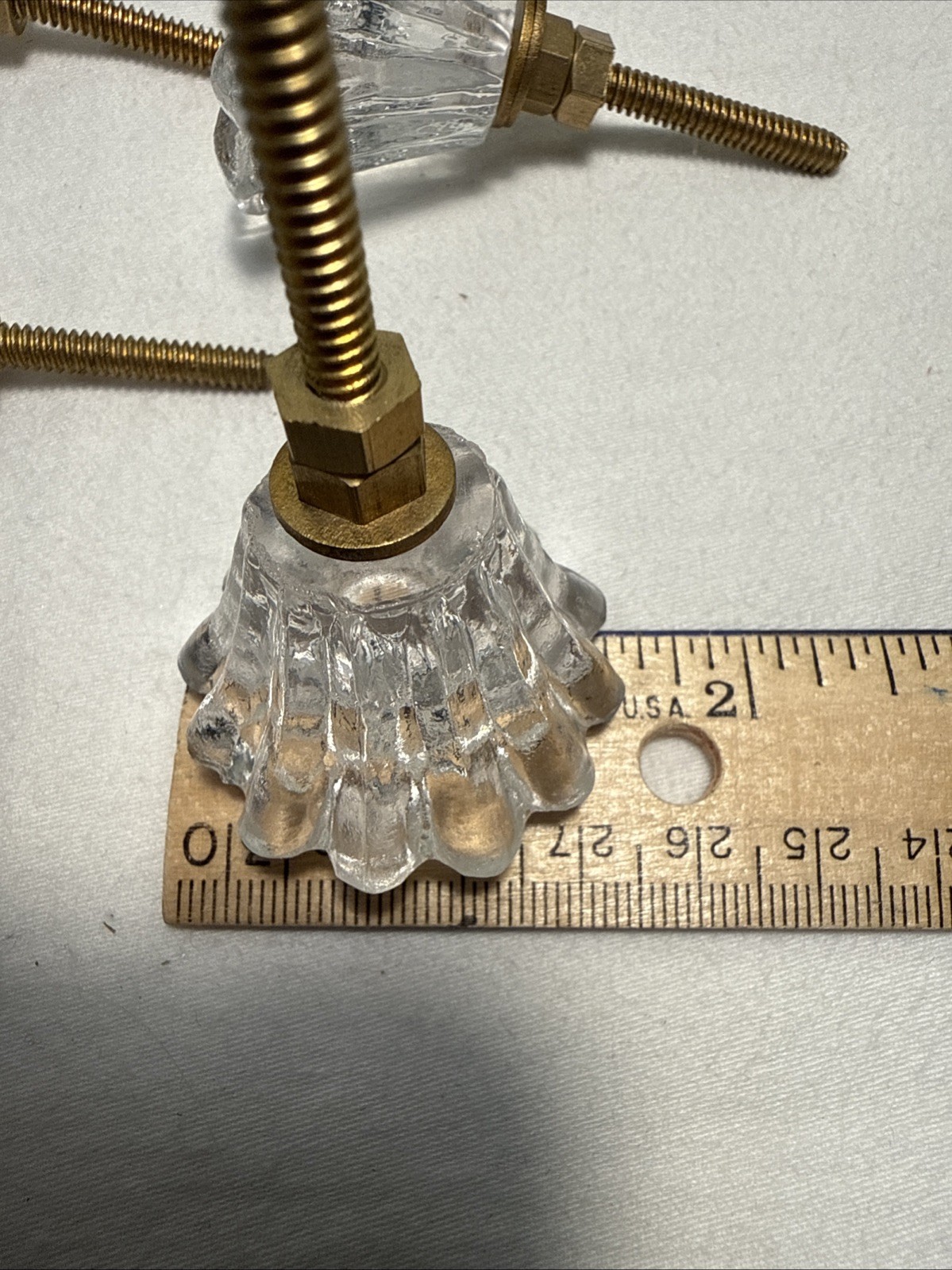 DRAWER CABINET KNOB PULL Flower Floral Clear Glass Fancy Chic Cottage LOT 4