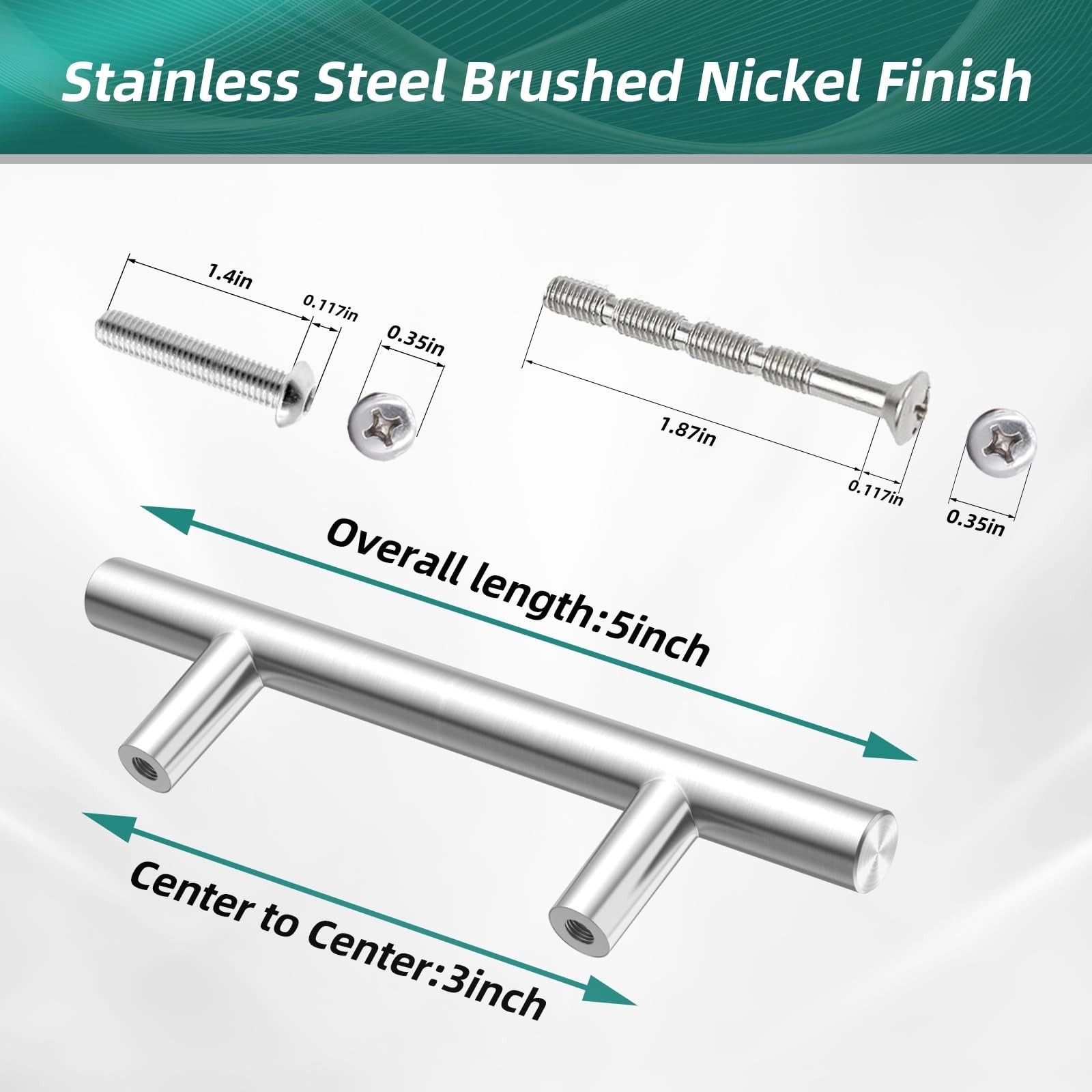 10 Pack Kitchen Cabinet Handles Drawer Pulls Brushed Nickel Stainless Steel, …