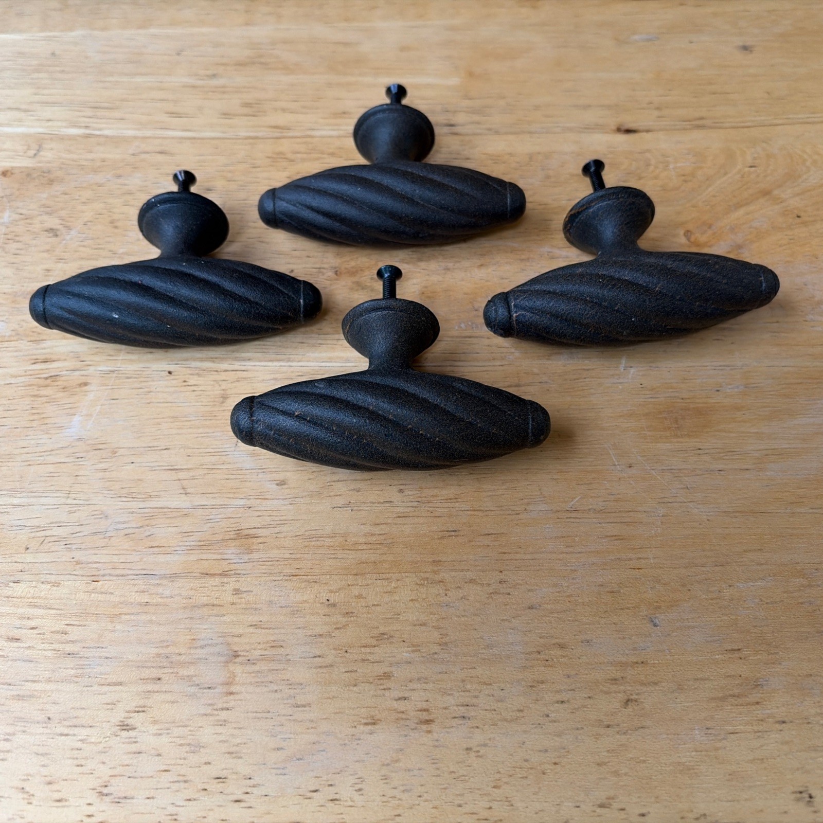 4 Vintage Cast Iron Drawer Pulls, Single Hole Mount. Free S/H