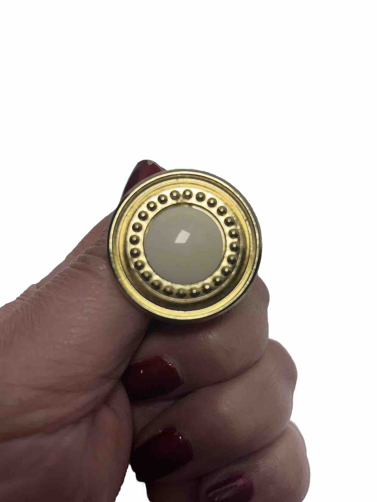 VTG Amerock Goldtone Highly Polished Round Drawer Knobs w/t Ivory Ceramic Center