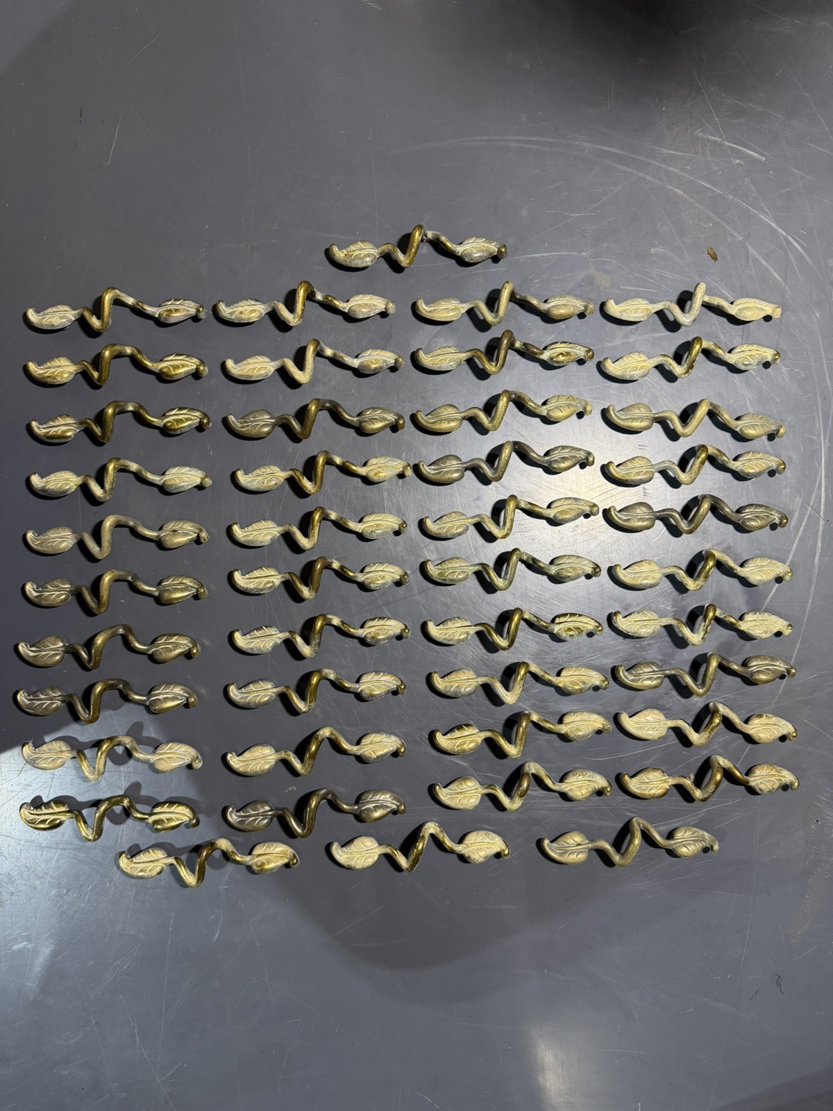 44 Brass Leaf And Vine Drawer Pull with screws.