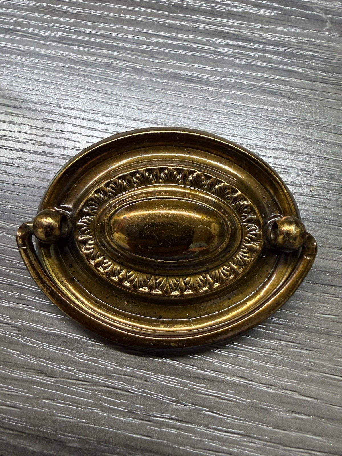 7 Vintage KBC Oval Hepplewhite Duncan Phyfe Style Brass Drawer Pull Rose (32