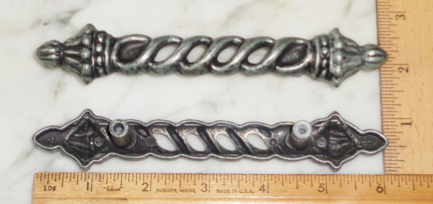 12 Ajax 9587 Grey Silver Twisted Cabinet Door Drawer Pull Handles Vintage 6 1/8
