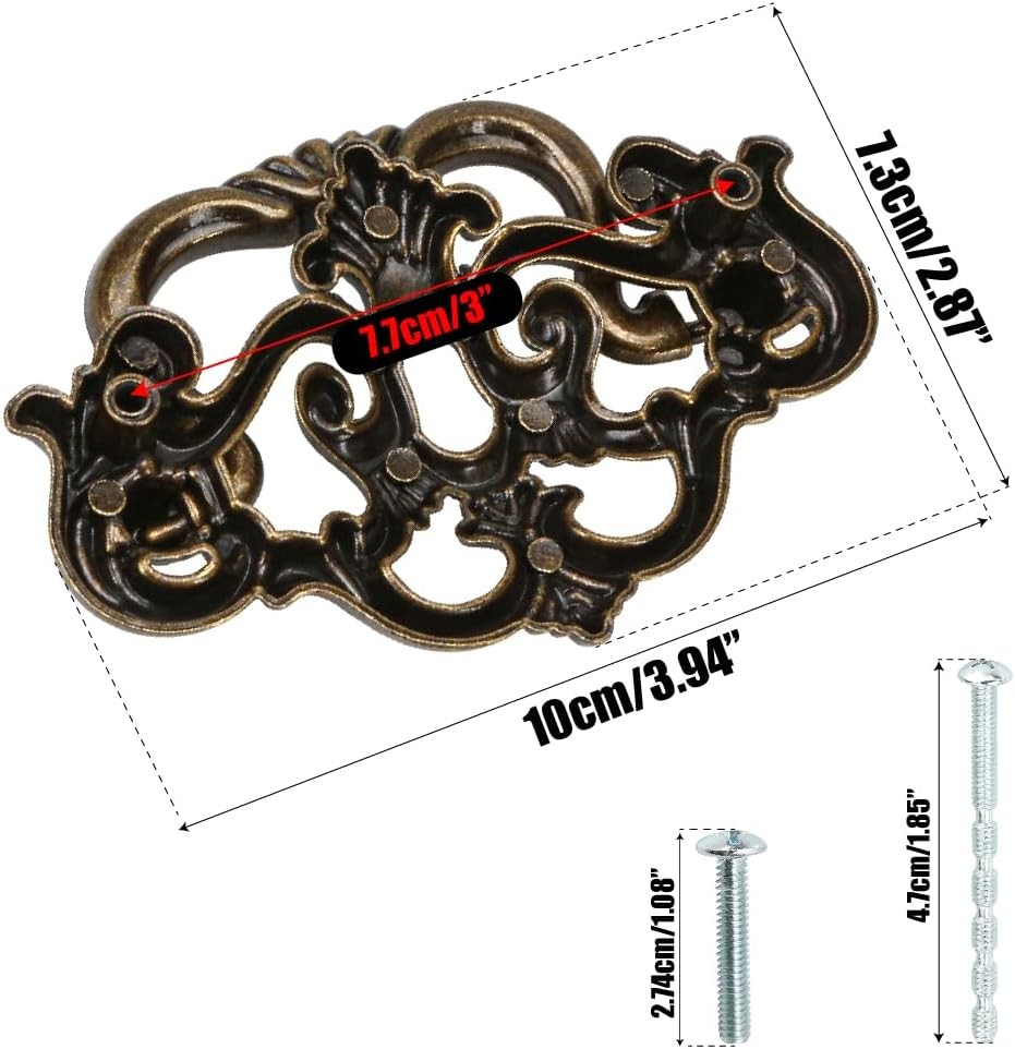 3 Inch C-C Vintage Bail Drop Drawer Pull Antique Bronze Cabinet Swing Handle