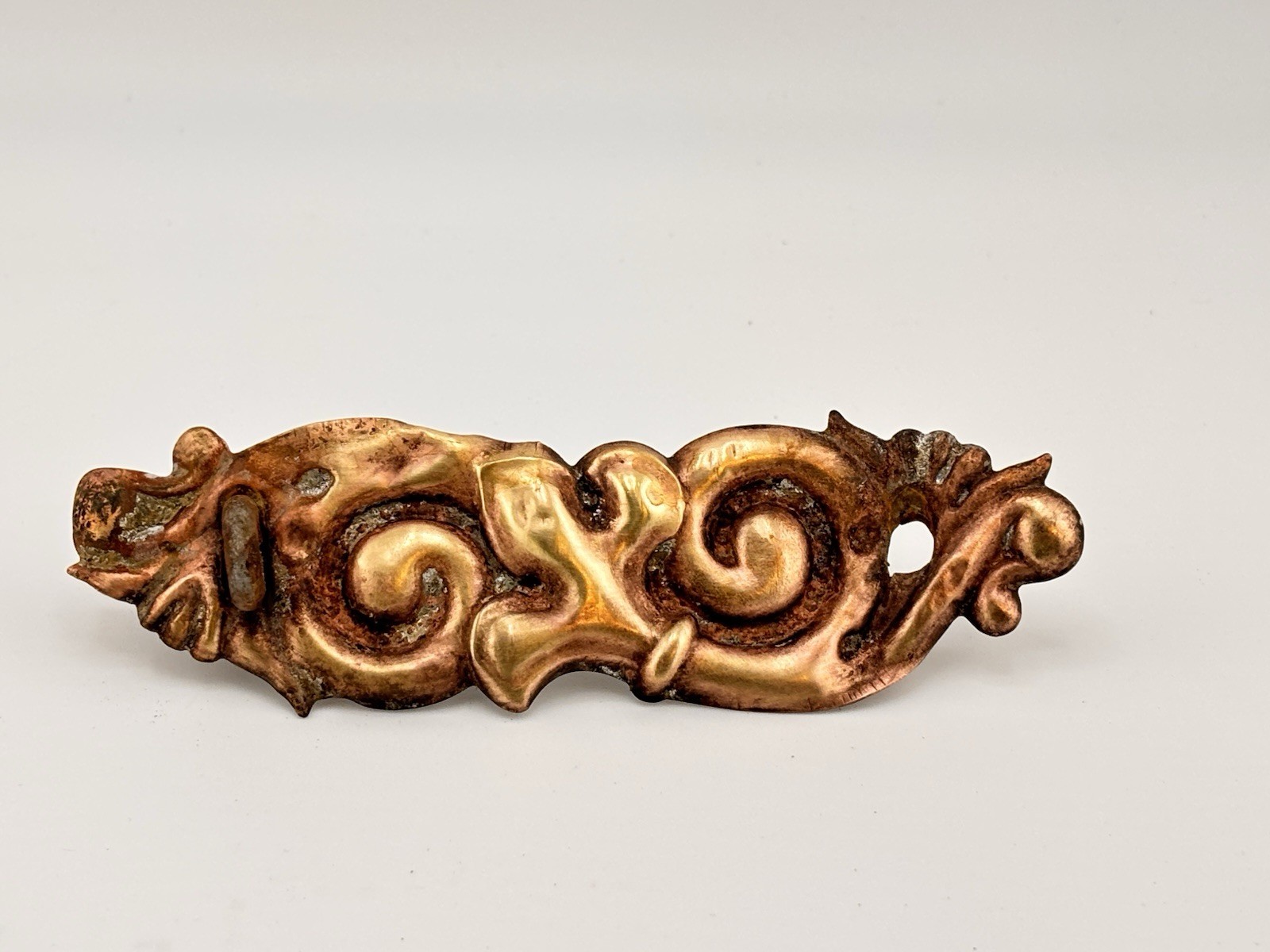 Vintage French Ormolu Baroque Metal Cabinet Pull Backplate – Gilt Scroll Design