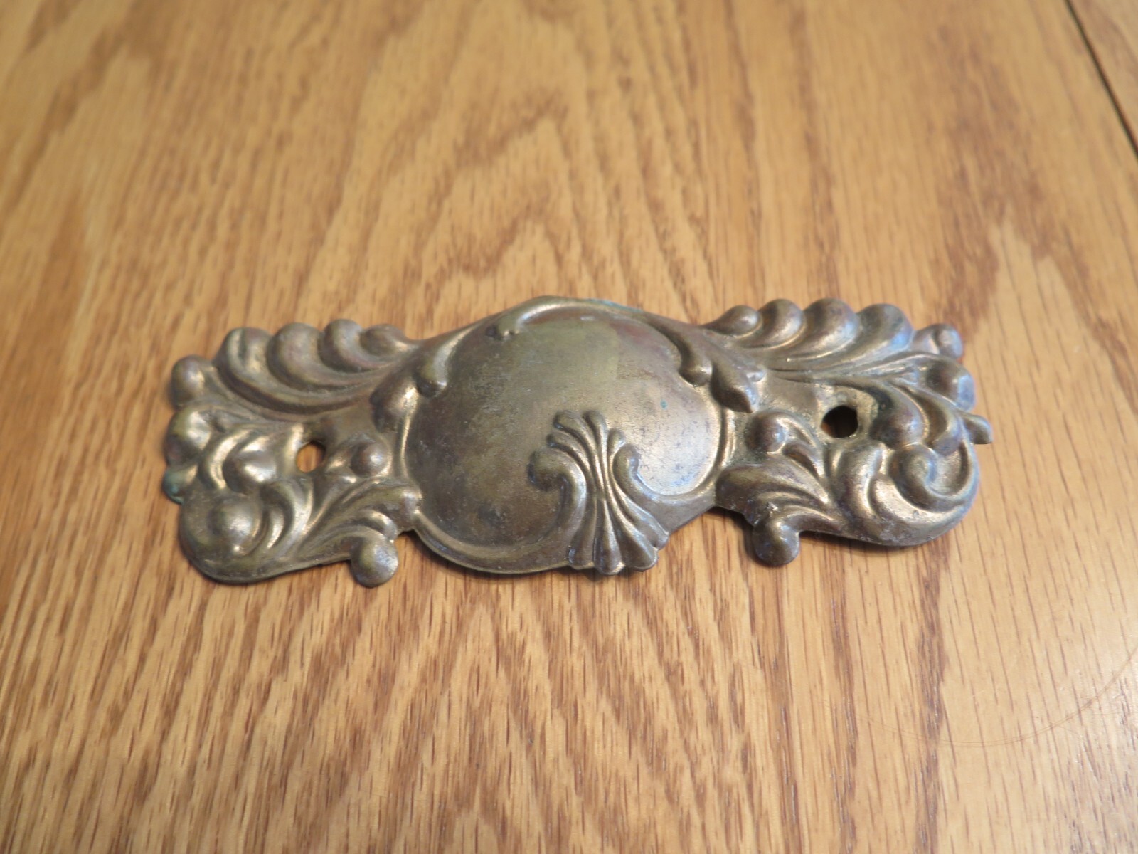 3 Vintage Brass? Dresser Cabinet Drawer Back Plate? Hardware Lightweight Salvage