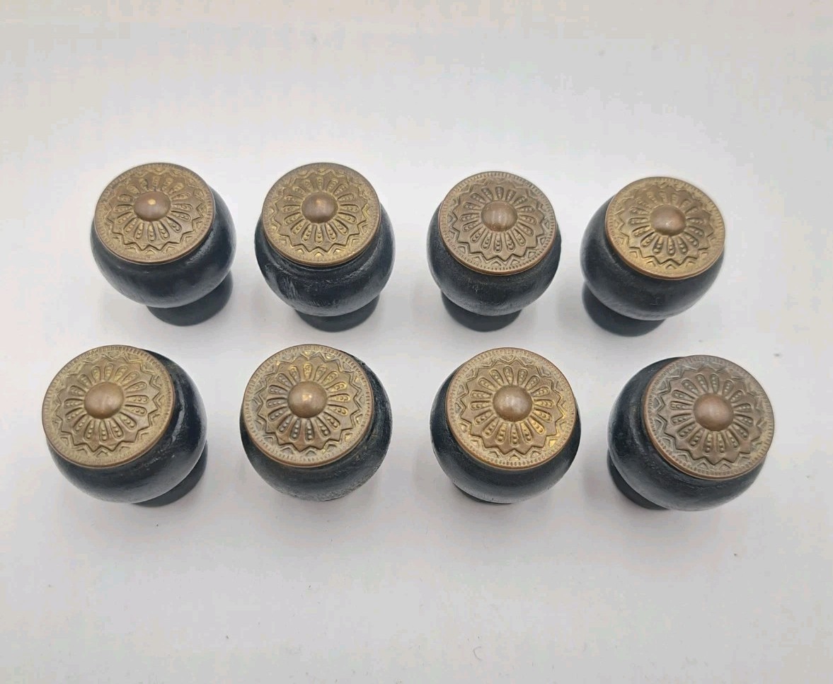 Vintage Drawer Pulls Door Spool Cabinet Knobs Cabinet Wooden Hardware Lot of 8