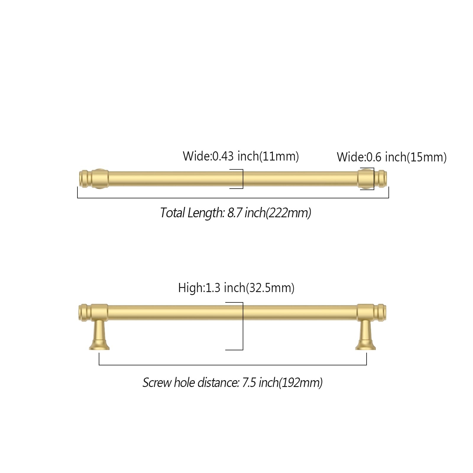 Asidrama 10 Pack 7.5 Inch192Mm Brushed Gold Cabinet Pulls Kitchen Cabinet