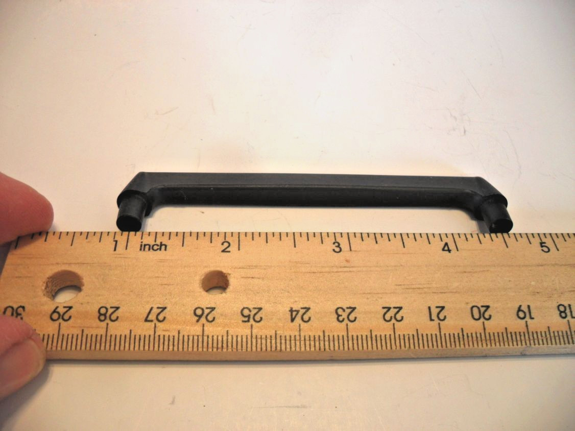 Vintage Nos Ebony Satin Black Drawer Pull w Brass Trim Bases Cabinet Door Handle