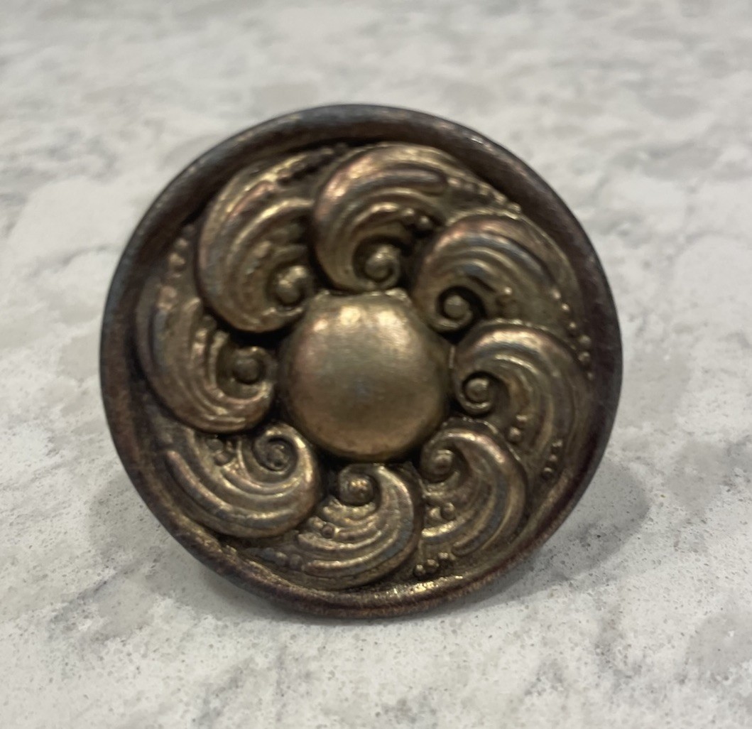 Vintage Brass Ornate Round Drawer Knob Pull 2” Hollywood Regency