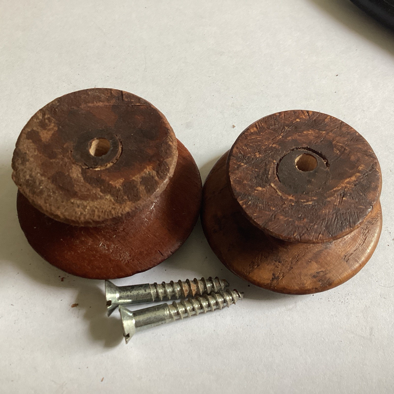 Wonderfull pair of 1 3/4” Inch Antique Mahogany Wood Drawer Pulls w/screws