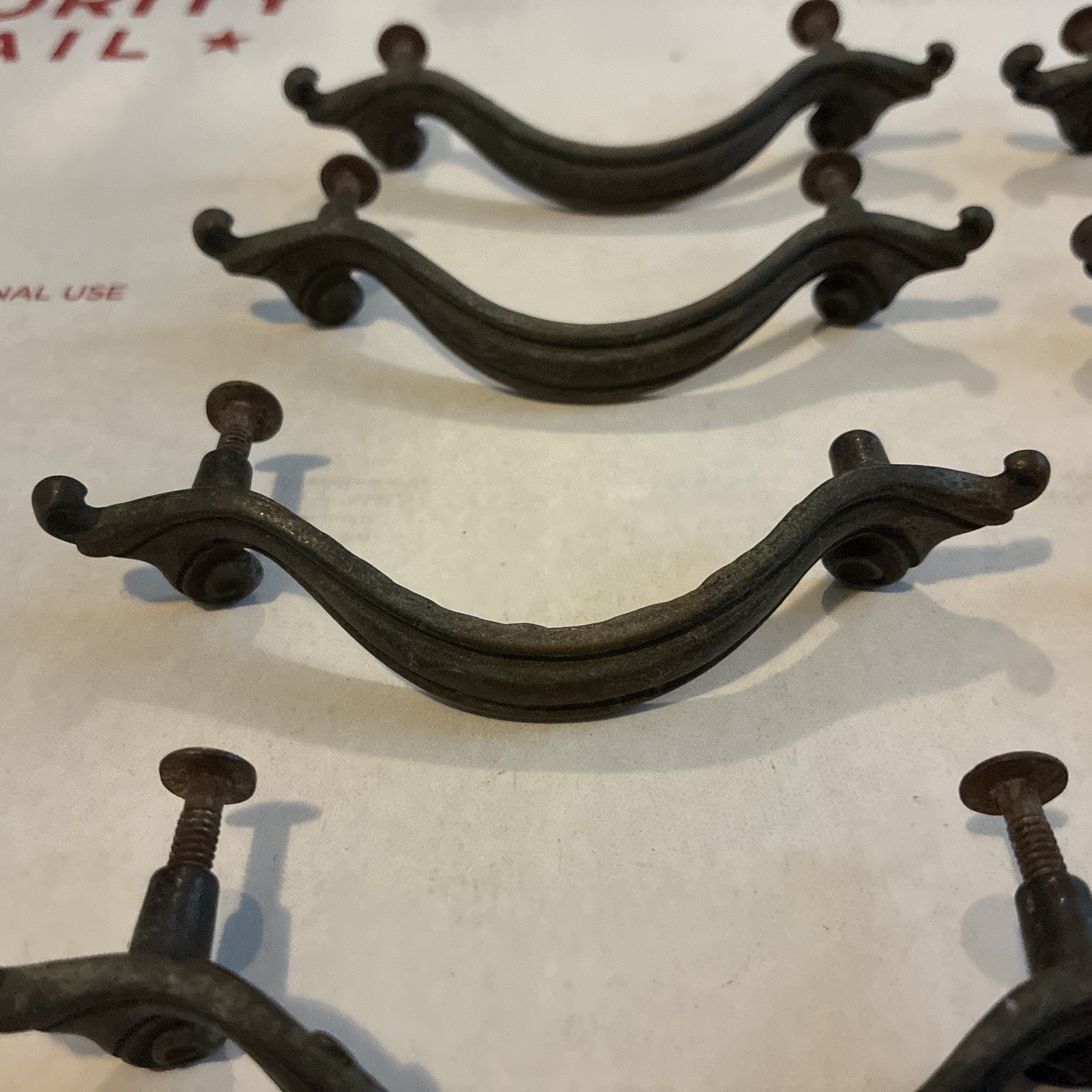 8pcs Vintage Drawer Pull French Provincial XL Acanthus Leaf Style Brass