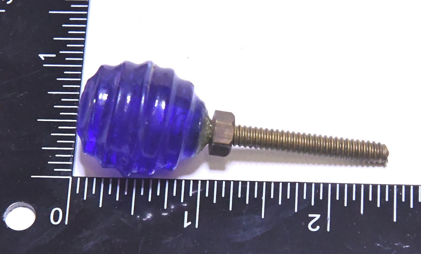 RARE 6 VINTAGE COBALT BLUE GLASS DRAWER PULLS KNOBS