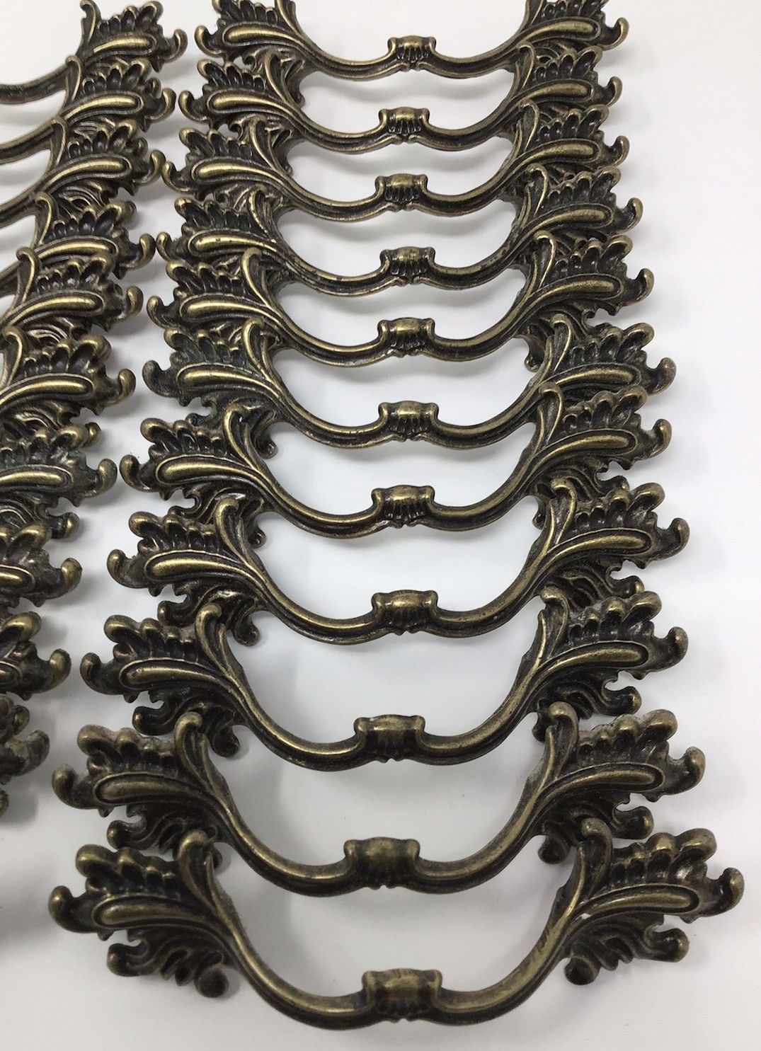 Vintage French Provincial Drawer Cabinet Pull Antique Bronze 3″ Handle Lot of 22