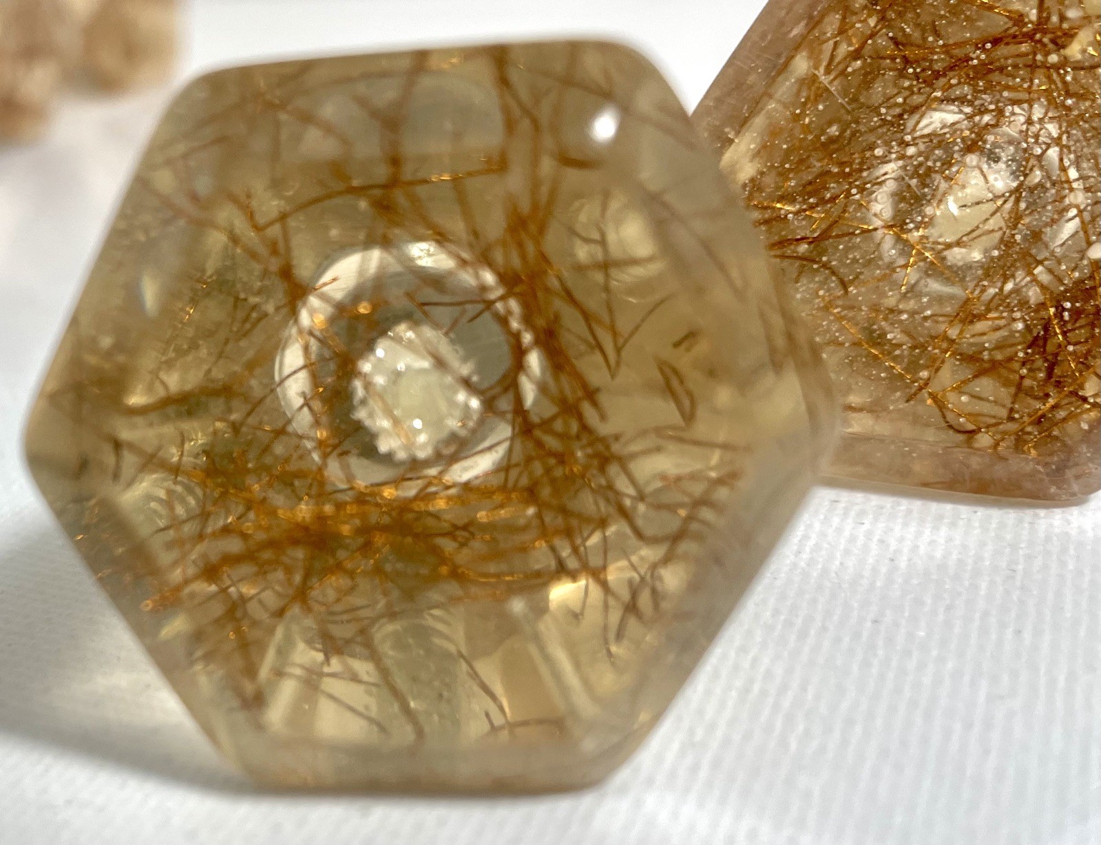 6 World Market clear Resin/Acrylic Copper threads hexagonal cabinet knobs,Pulls