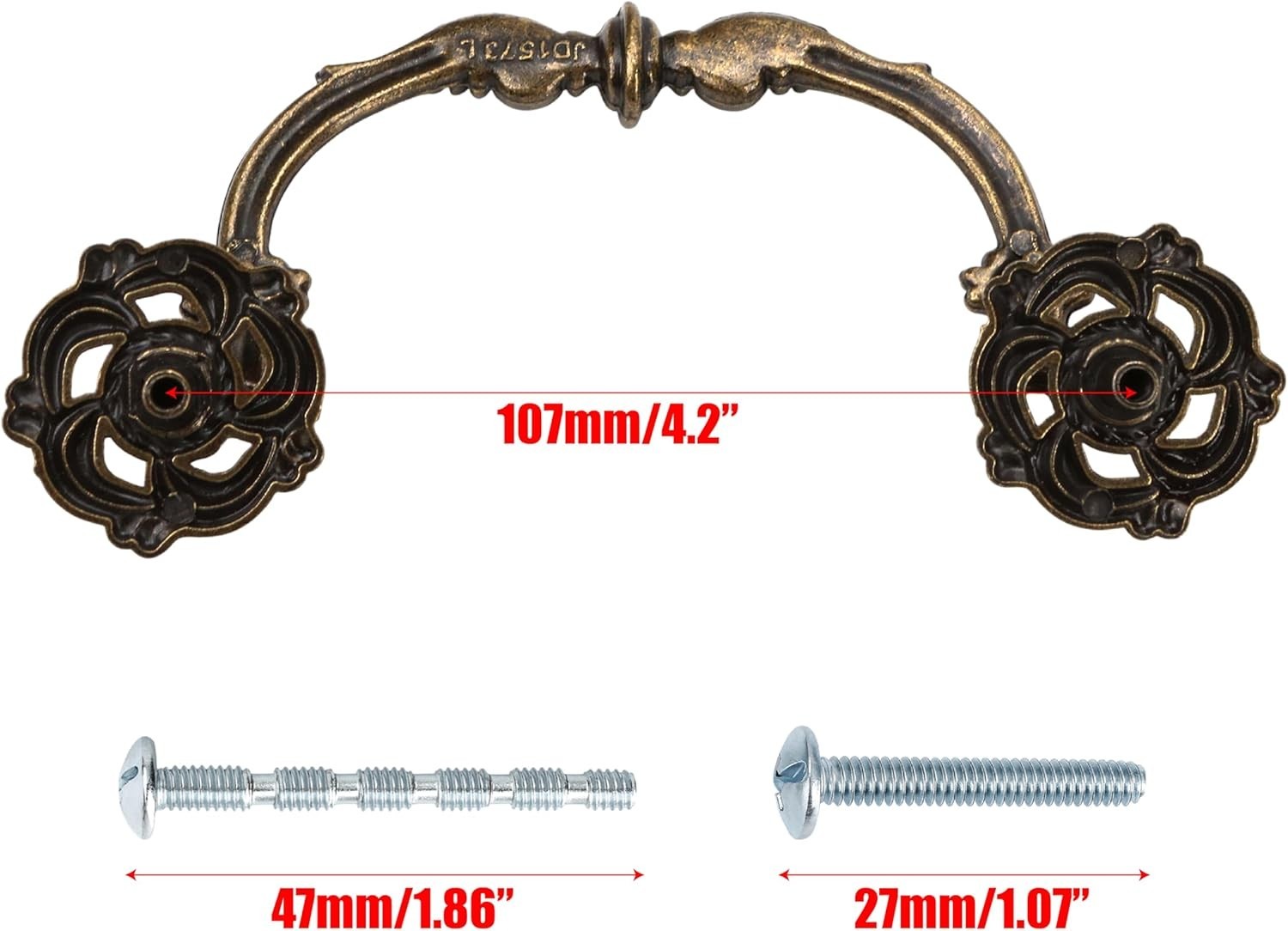 4-Pack 4.5″ -Antique Brass Drawer Pulls – Vintage Style Drop Bail Dresser Han…