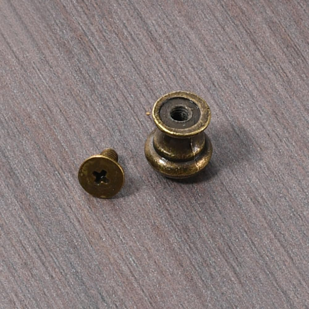 10Pcs Single Hole Mini Drawer Knobs, Antique Bronze Pulls Handles for Jewelry Bo