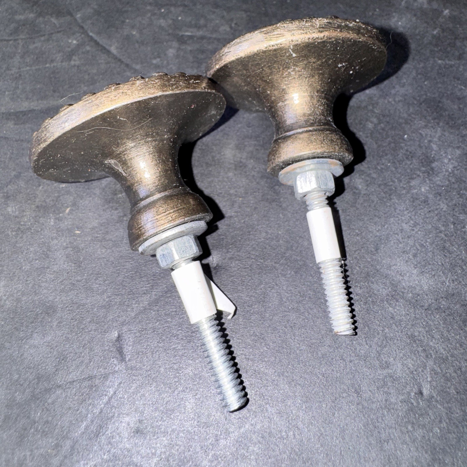 Set of 2 Vintage Rhinestone Oval Drawer Knobs Pulls Bronze Tone Cabinet Hardware