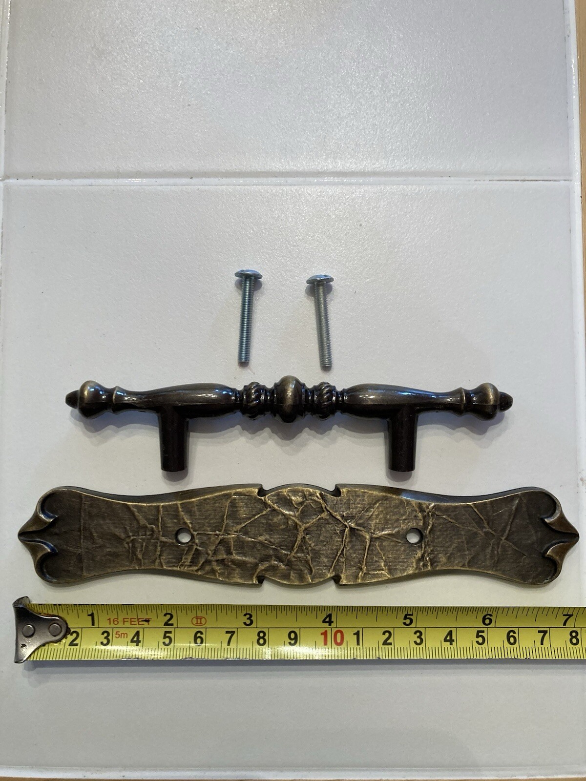 7” Drawer Handle With Backplate, Antique Brass, Amerock BP-177C-AE. Vintage