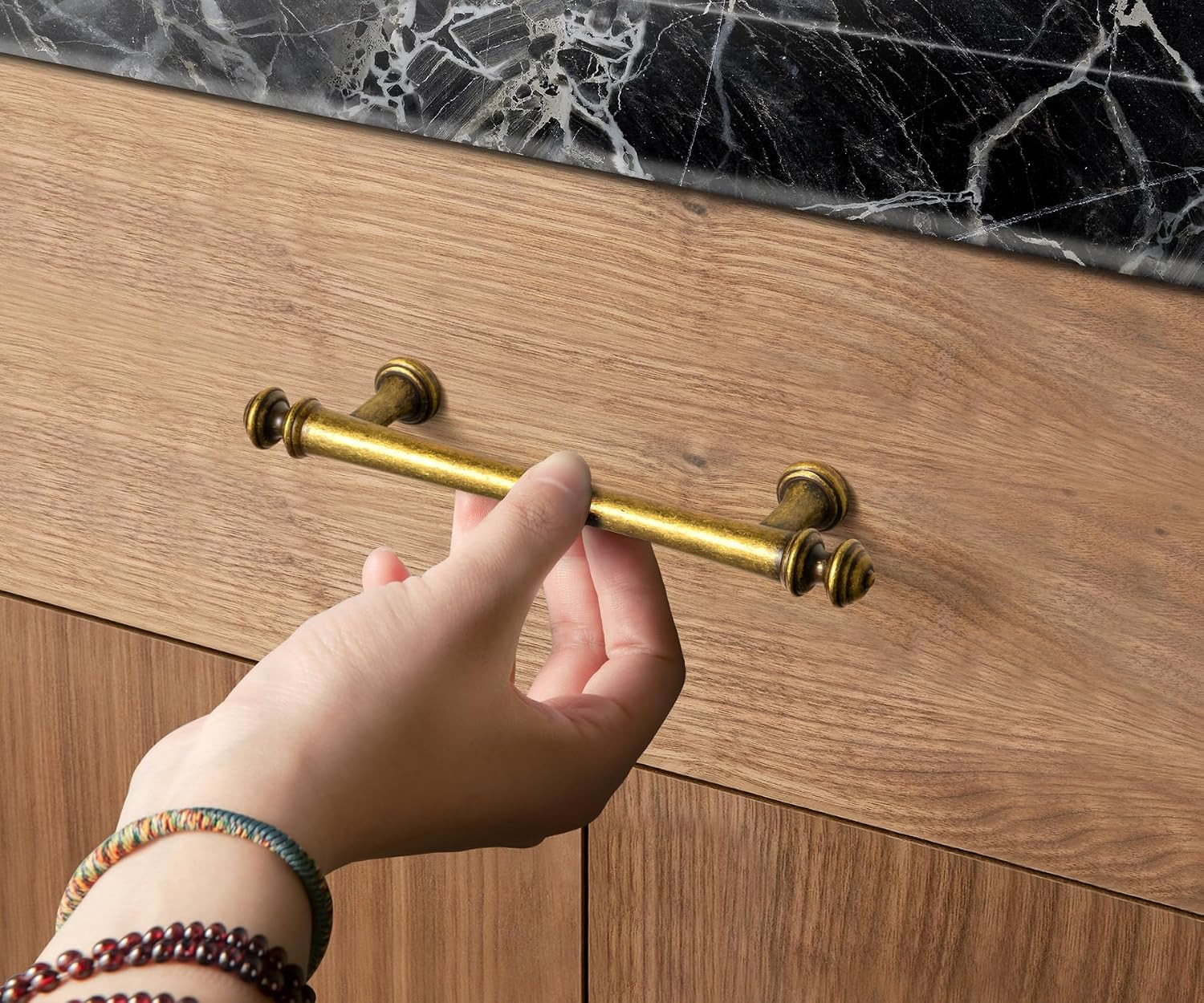 Goo-Ki Antique Brass Cabinet Pulls Hardware for Kitchen Furniture, 5 Inchs 128Mm