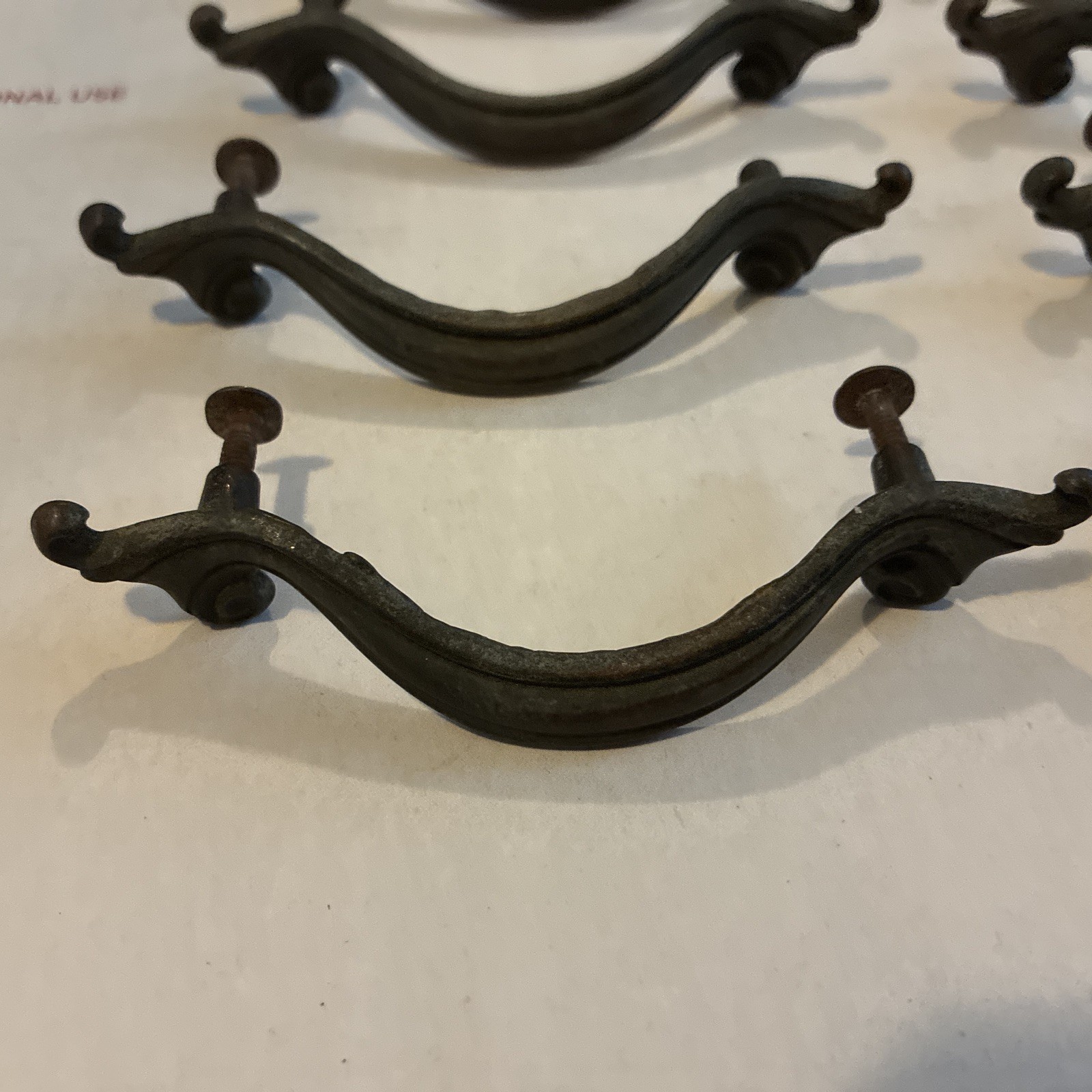 8pcs Vintage Drawer Pull French Provincial XL Acanthus Leaf Style Brass
